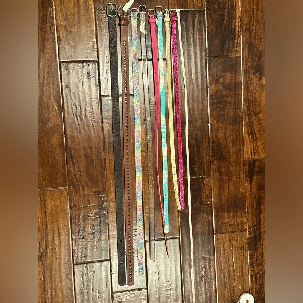 Lot of 8 Girls belts - 25 to 34 inches long
